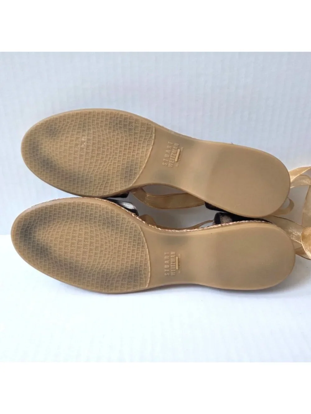 Stuart Weitzman Flats 7 Beige Black Calico Linen Espadrille D'Orsay Lace Up NEW